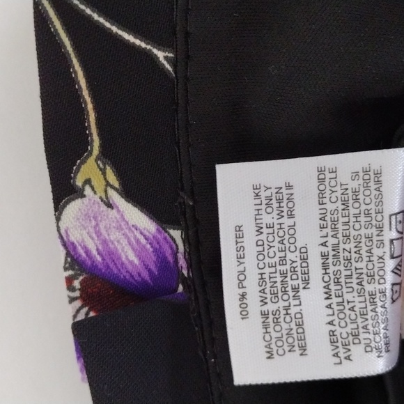 Express Ankle High Rise Black Floral Women's Size 00R Belt Tie Pre-owned - Picture 7 of 13